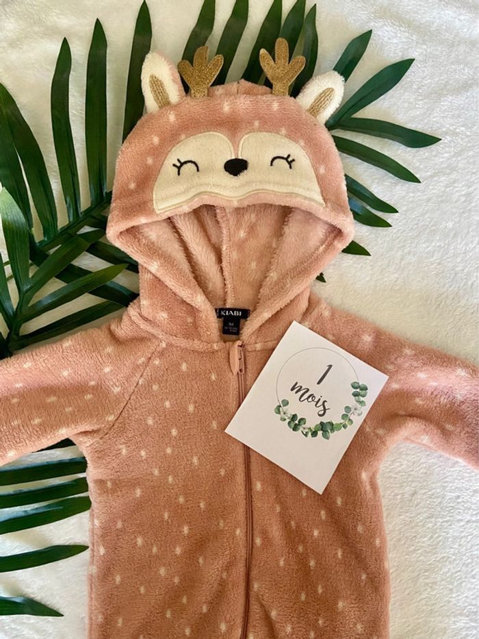 Combinaison pilote bébé KIABI - motif faon - 1 mois