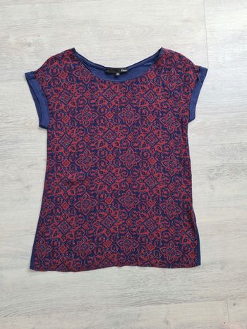 Top Etam bi-matière XS marine et bordeaux