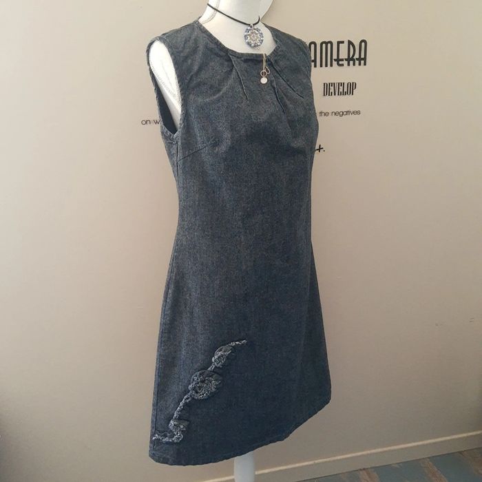 Robe mi longue denim en jean souple 100% coton couleur chambray coupe trapèze