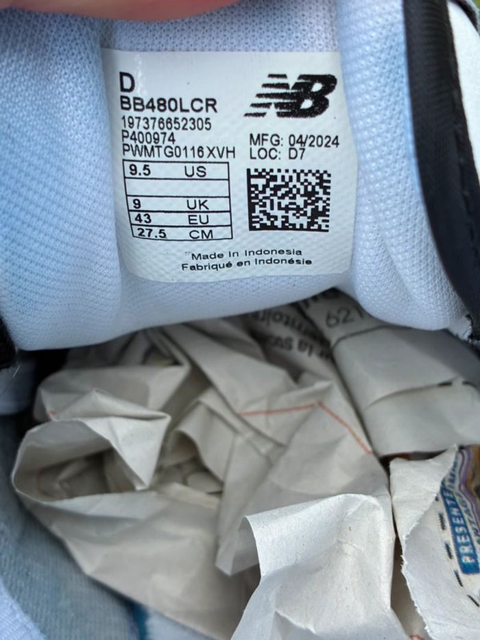 Baskets new balance 480 noir et blanche pointure 43 très bon état avec boîte - photo numéro 10