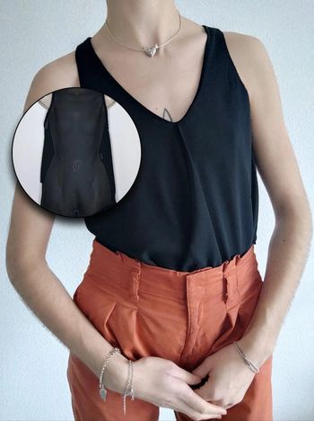 Débardeur froncé fluide noir dos transparent - 36/S