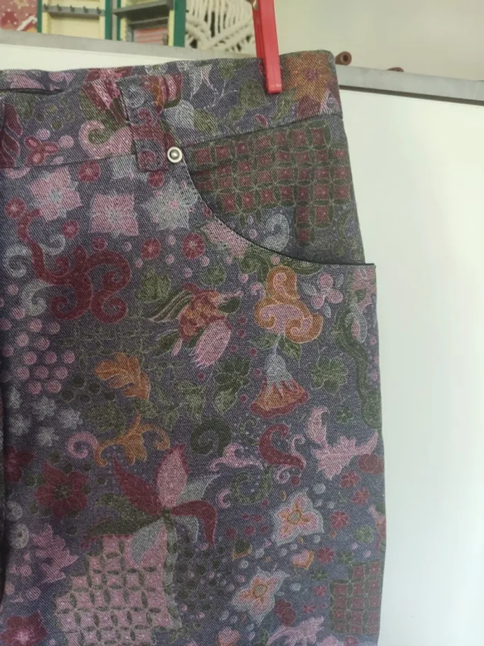 Jean imprimé fleuri violet 40 - photo numéro 5