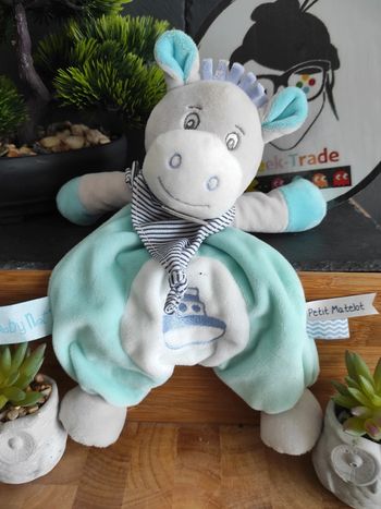Doudou Knuffel Âne Bleu Rayure Bateau Matelot BN0183 Picotin baby nat #geektradedoudou