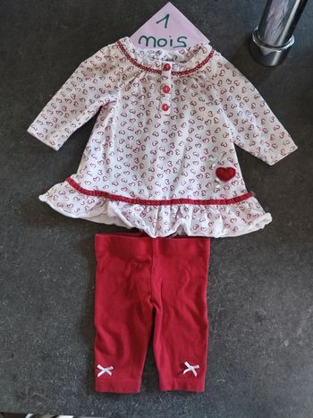 Ensemble tunique coeur 1 mois
