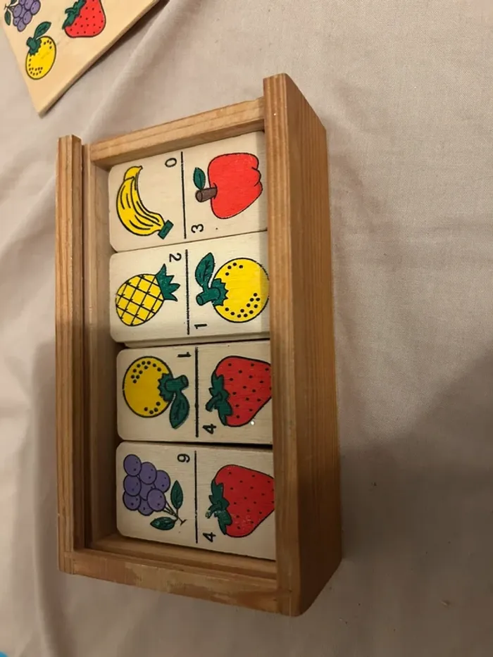 Boîte de domino en bois fruits - photo numéro 5