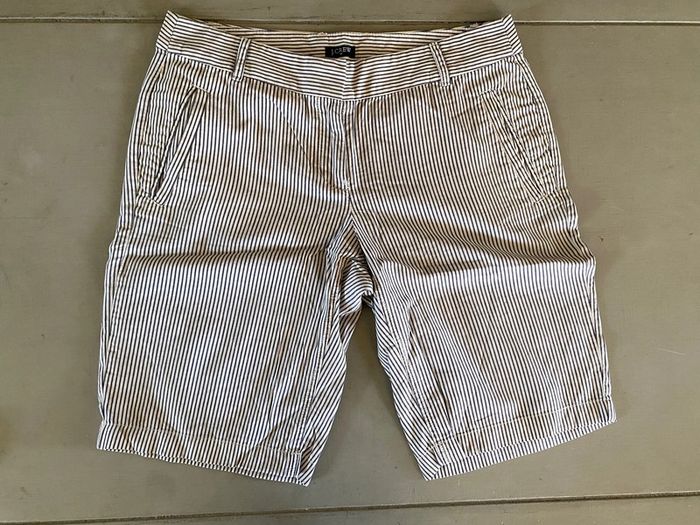 Short Bermuda J.Crew blanc et bleu marine à rayures taille 2 - photo numéro 3