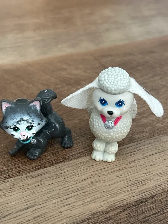 Littlest Pet Shop vintage – Caniche blanc & Chat gris 1993 Kenner