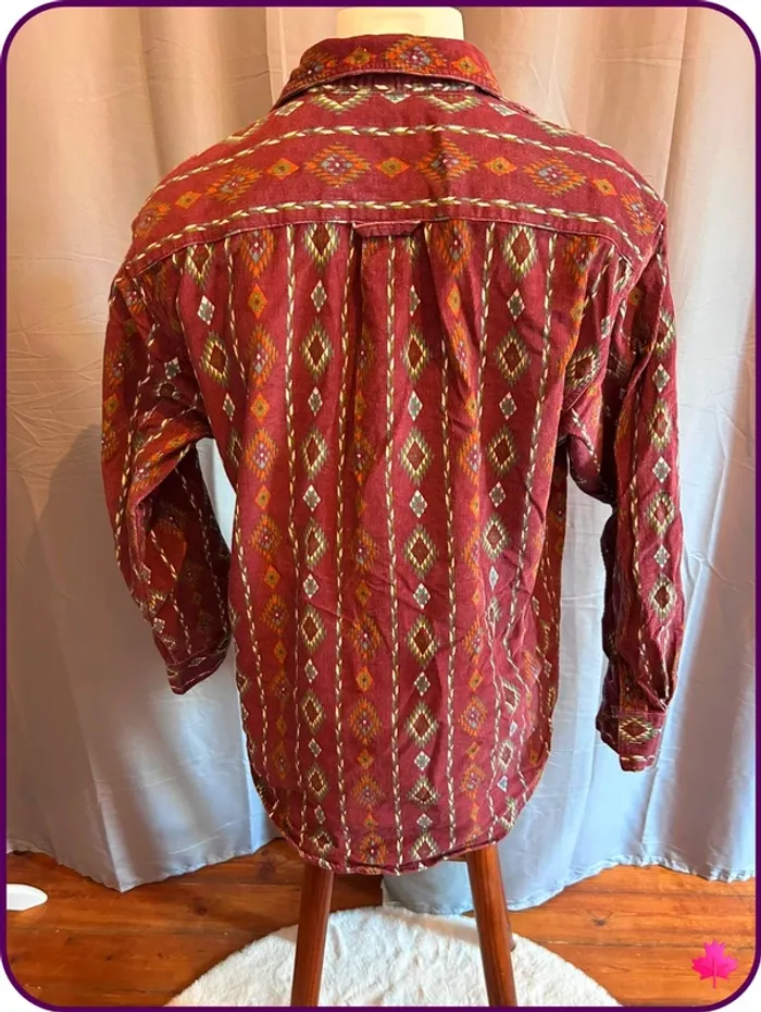 Rare chemise vintage Deep Valley velours côtelé motifs aztèques - photo numéro 3