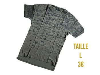 T-shirt Zara kaki et motifs noirs taille L