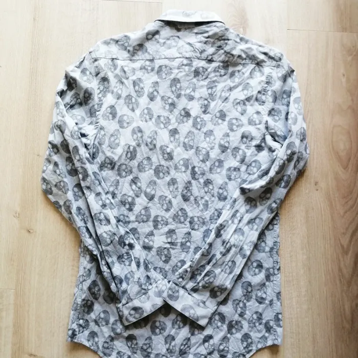 Zara Man Halloween Chemise Crâne Vintage Gris Homme Ouija Wizard Mode (Taille S) - photo numéro 3