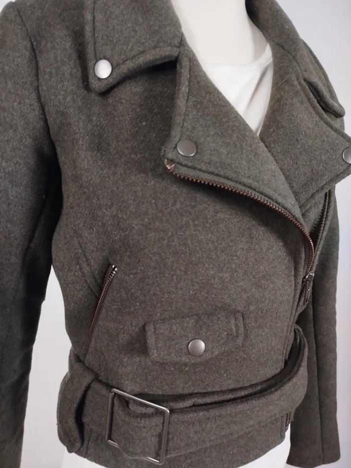 Veste en laine kaki chiné - American Vintage A258 - photo numéro 4
