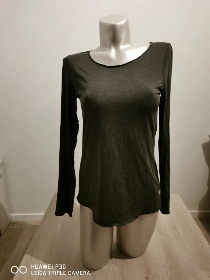 T-shirt manches longues gris Camaïeu