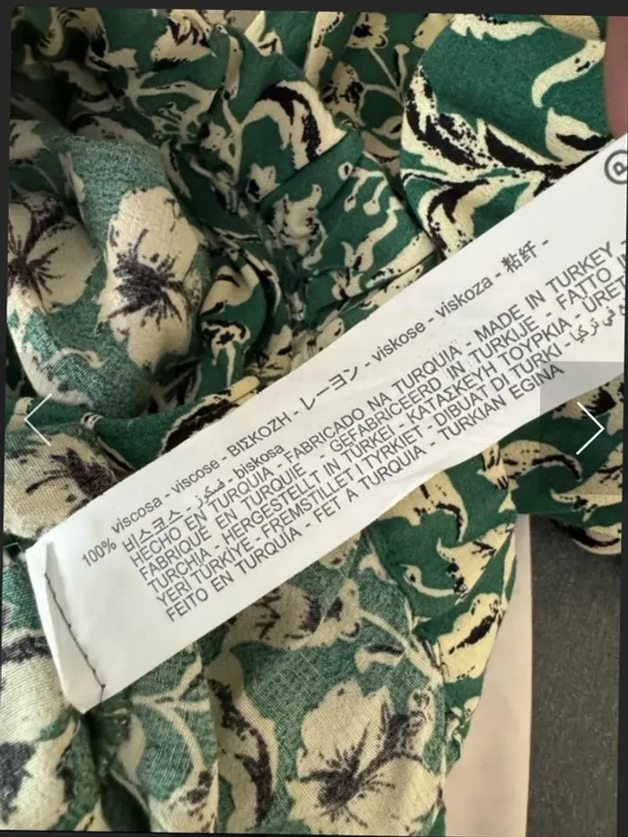 Blouse ZW verte à fleurs , taille L, Neuf avec étiquette- Zara - photo numéro 8