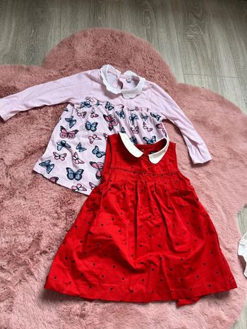 2 robes manche longue et courte bébé 12 mois