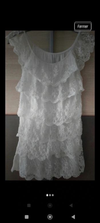 T-shirt blanc avec dentelle femme