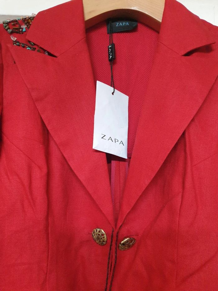 Veste Blazer Soie et Lin Zapa Taille 36 - photo numéro 2