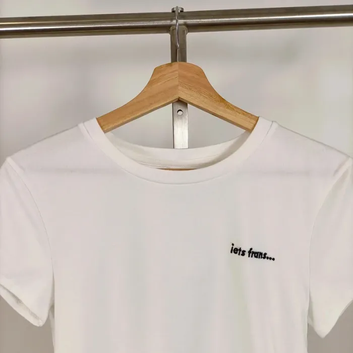 T-shirt blanc côtelé "iets frans" Taille M A706 - photo numéro 2