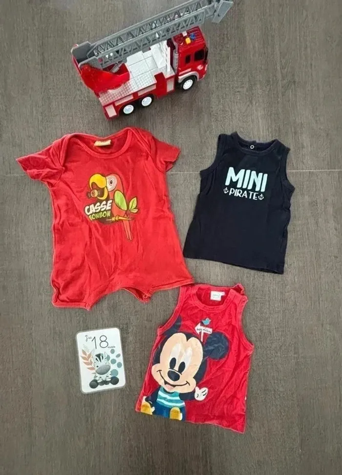 T-shirts débardeur combishort 18 mois lot garçon - photo numéro 2