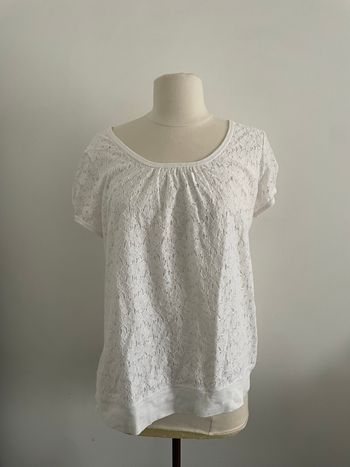 🌸T-shirt manches courtes blanc dentelle zamba taille 3 (40)🌸