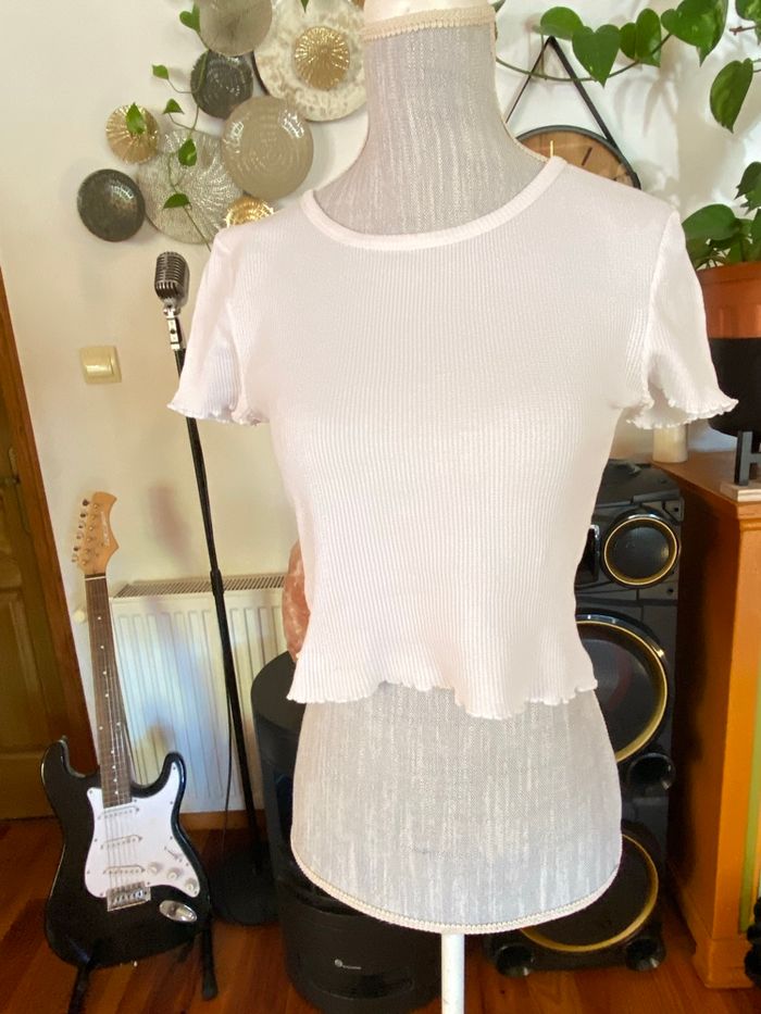 🤍 Top blanc côtelé Jennyfer