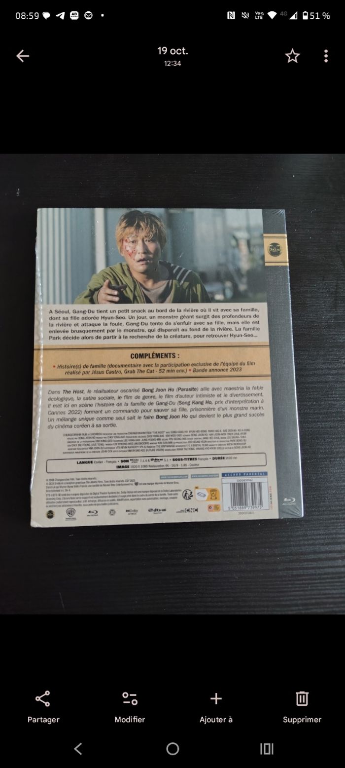 Blu Ray The Host (Song Kang-ho, Bong Joon-ho) NEUF - photo numéro 2