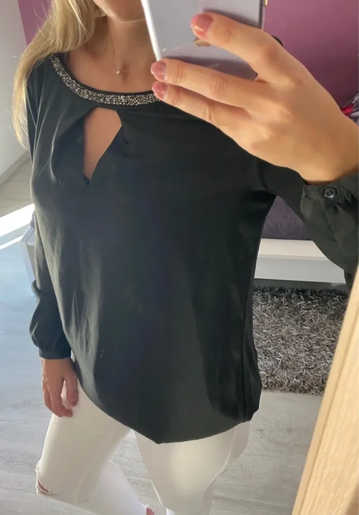 Blouse satinée strass Promod - photo numéro 3