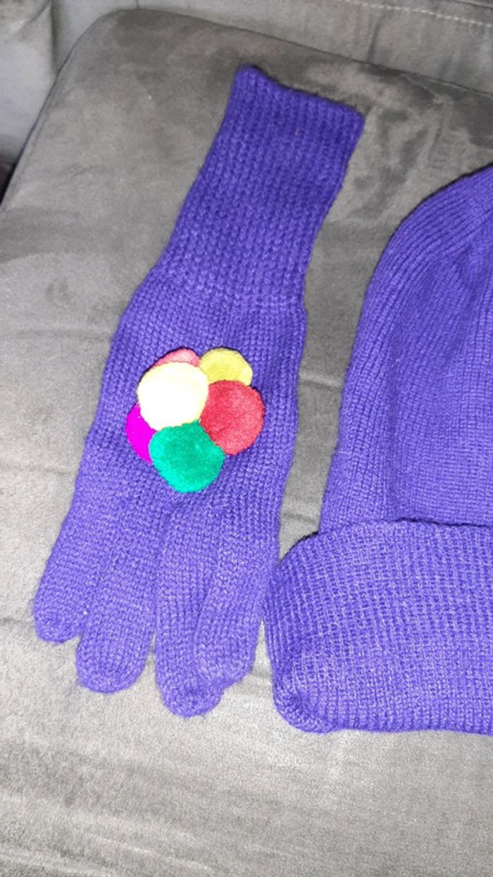 Ensemble bonnet et gants fille - photo numéro 3