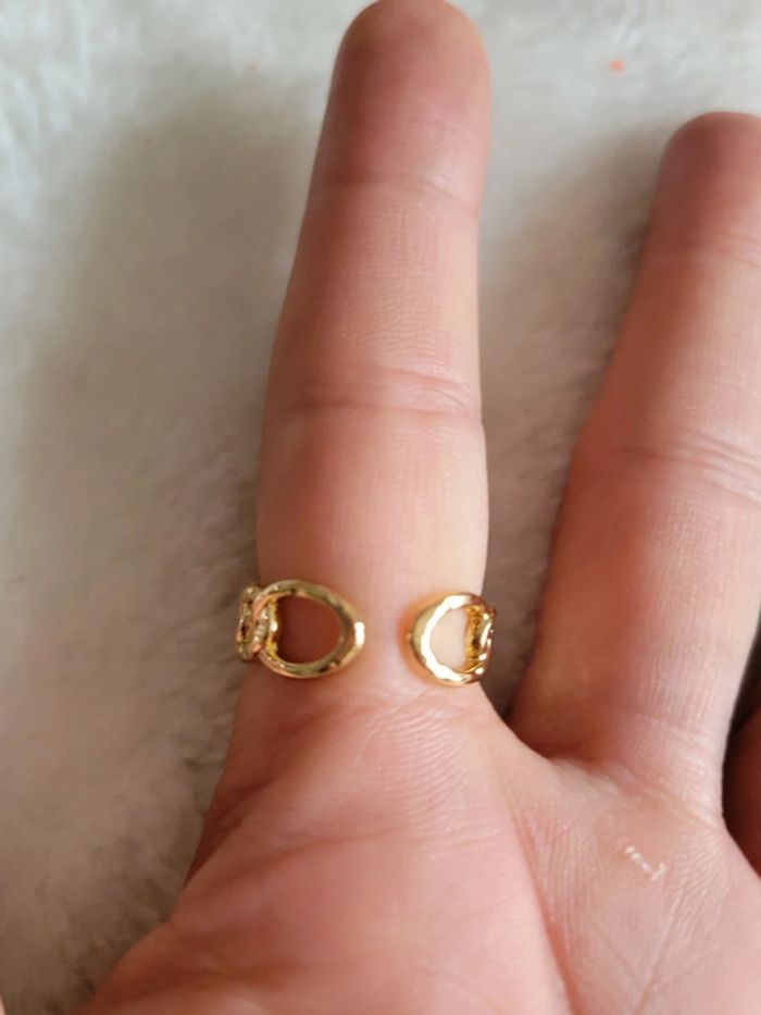 Bague acier gold et pierre verte - photo numéro 6