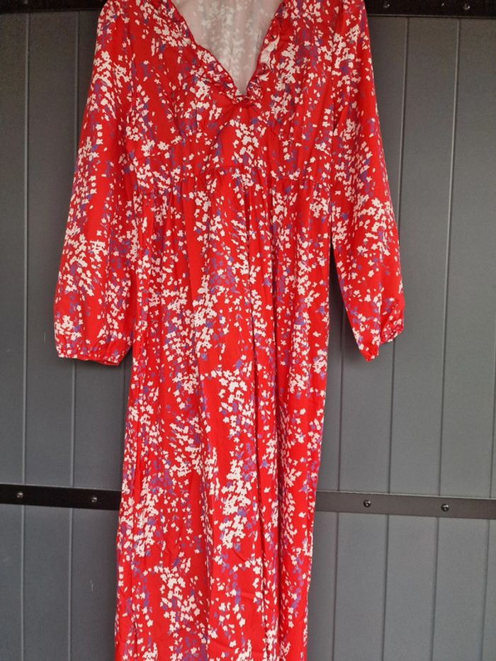 Robe longue rouge imprimé fleuri - photo numéro 5