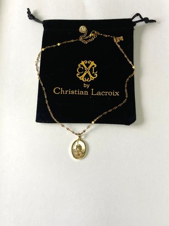 Collier doré pendentif rose et nacre by Christian Lacroix