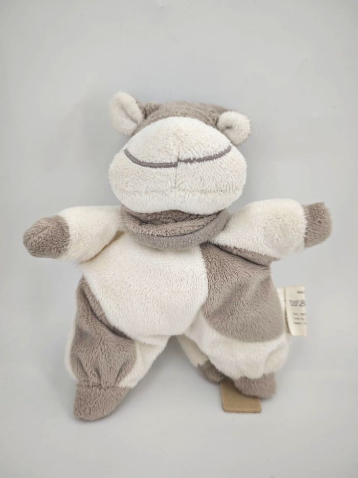 Doudou Semi Plat Vache Blanc Taupe Système U
