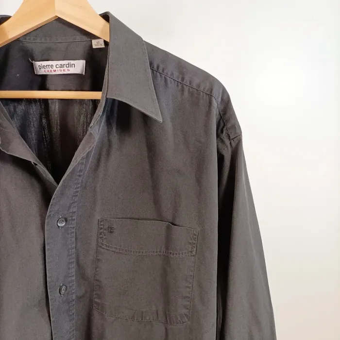 Chemise homme Pierre Cardin grise classique manches longues taille 43/44 coton A1479 - photo numéro 3