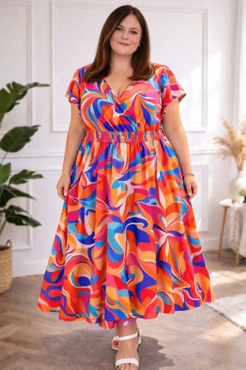 Robe longue aura vibrante du lagon et du corail Femme taille 54 marque Paprika 💍 