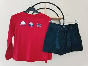 10 ans ensemble teeshirt Vertbaudet et short kiabi