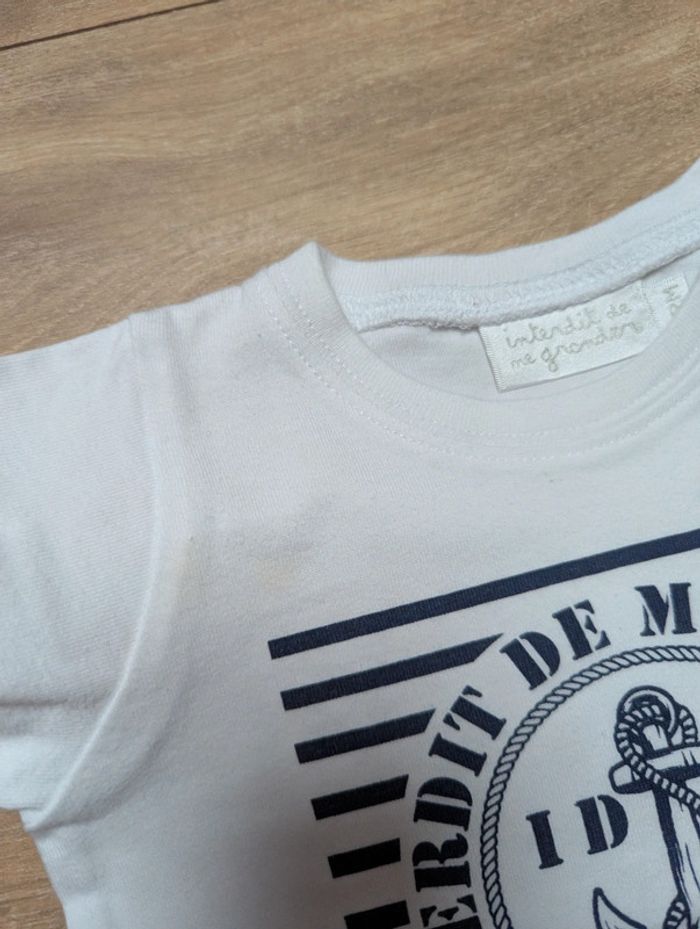 Tee-shirt marin interdit de me gronder 12 mois - photo numéro 2
