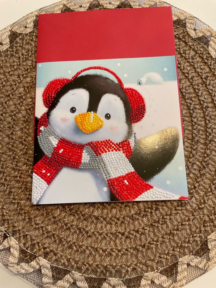 #carte postale pingouin diamond painting - photo numéro 2