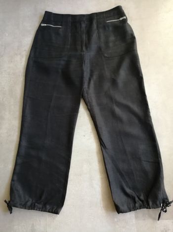 Pantacourt en lin noir Taille 38 Camaïeu