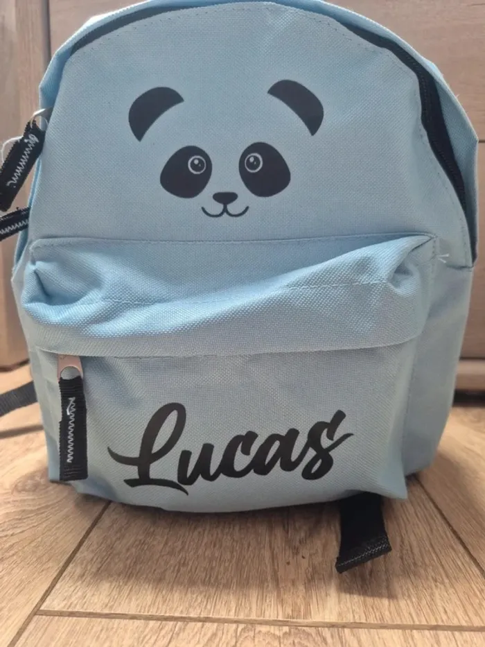 Sac à dos enfant (maternelle) bleu clair motif panda "Lucas " neuf - photo numéro 2