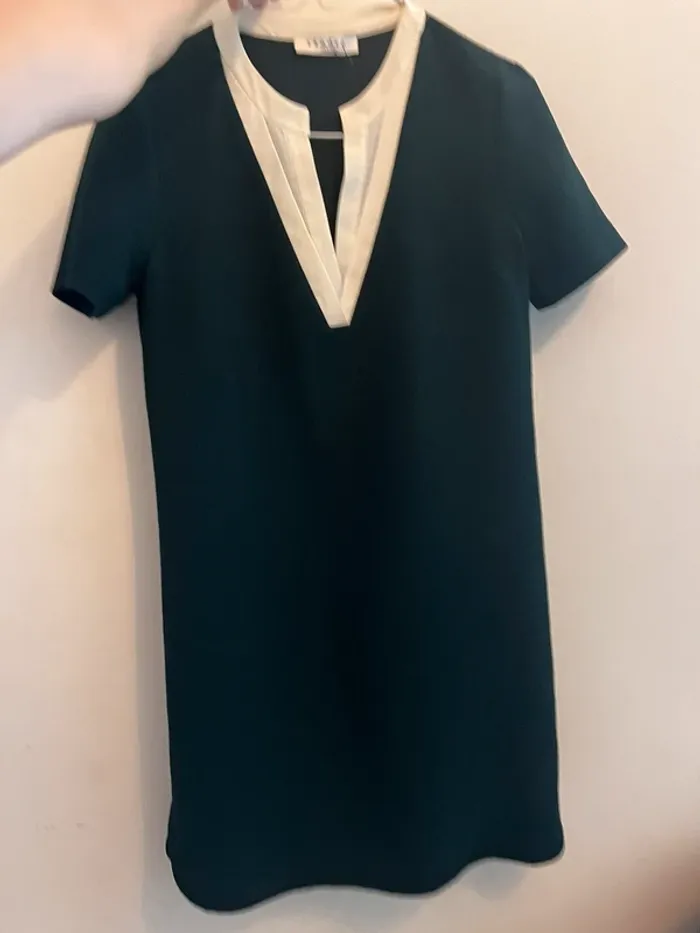 Robe habillée verte foncée avec effet chemisier - photo numéro 5