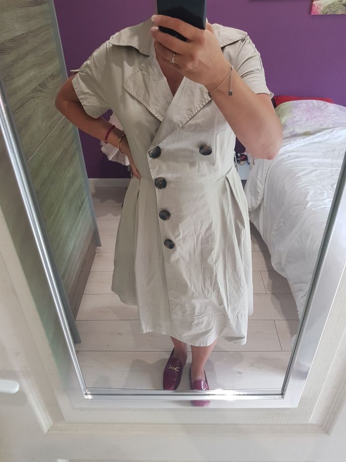 Superbe robe saharienne taille 40 beige Zara - photo numéro 5