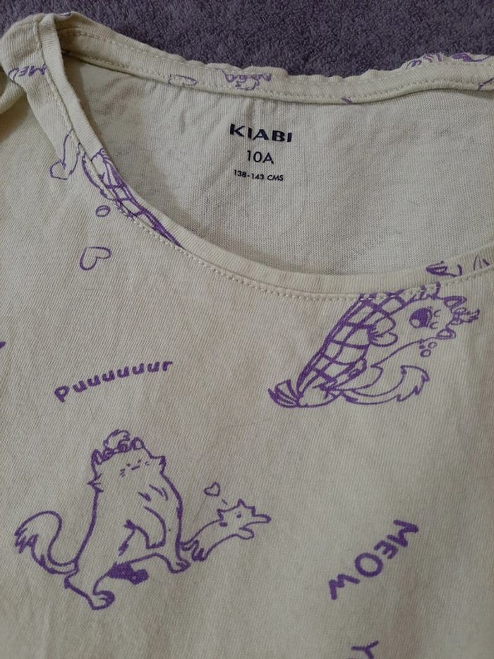 T-shirt jaune chats 10ans - photo numéro 3