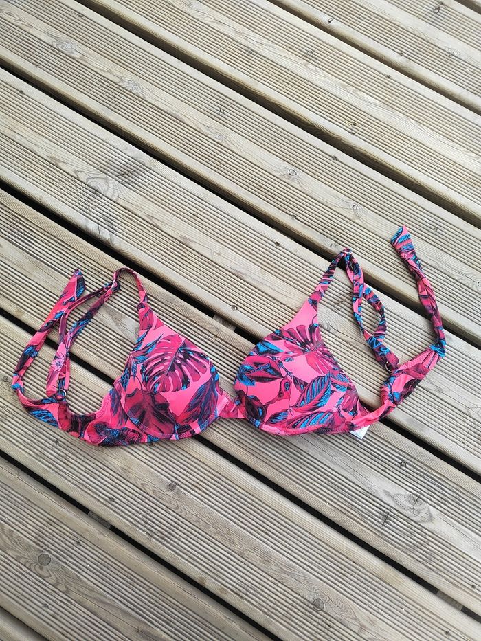 Haut de maillot tropical rose & bleu – Coiba – Taille L – Très bon état - photo numéro 3
