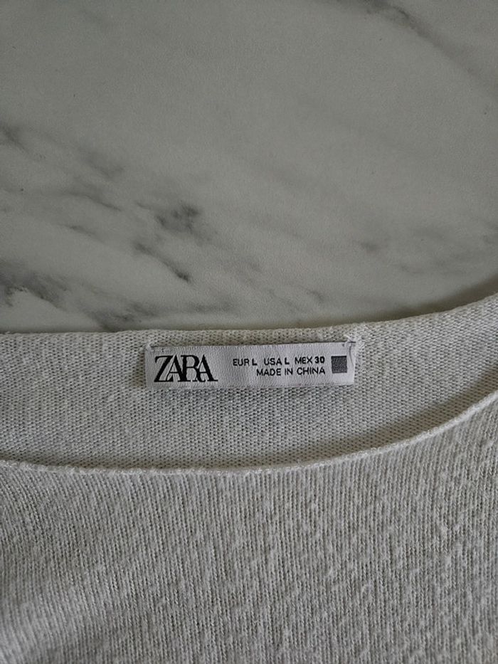 Zara pull blanc à perles taille L - photo numéro 5