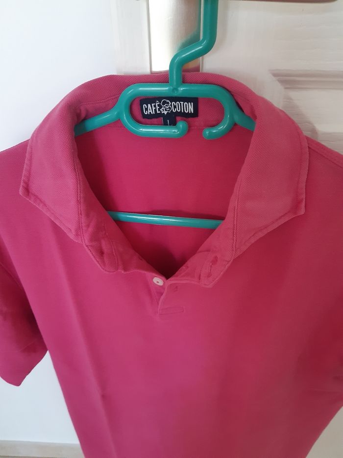 Polo manches courtes rose fuchsia / taille L / Café coton - photo numéro 4