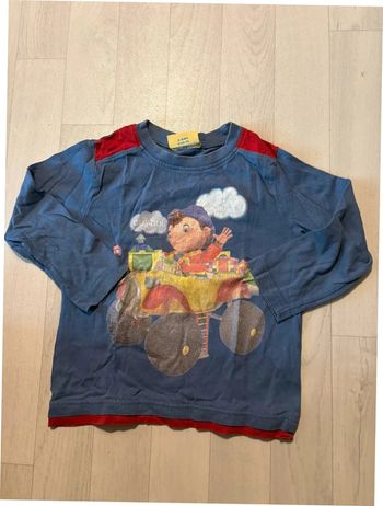 T-shirt oui oui 3 ans bleu et rouge manches longues bon etat motif craquelé