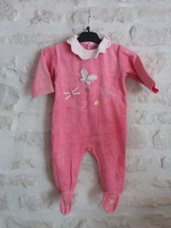 Pyjama velour rose 12m