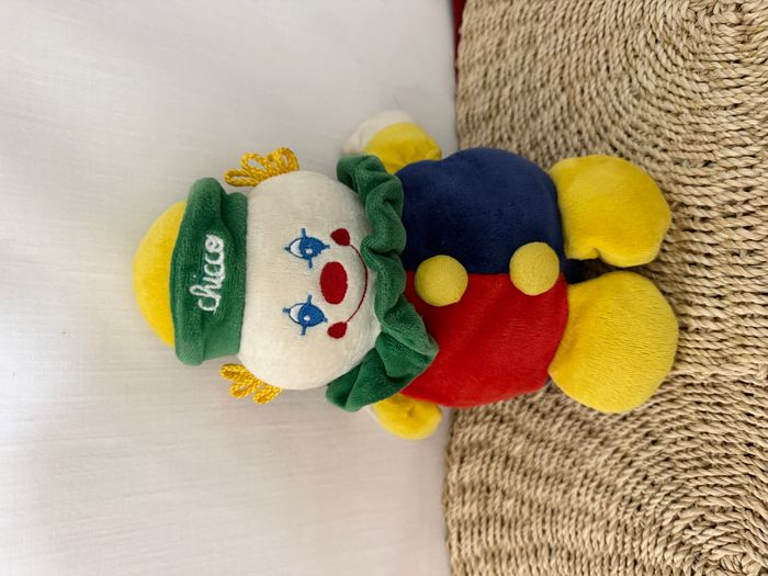 Doudou Peluche CHICCO Clown Bleu Rouge Jaune - photo numéro 2