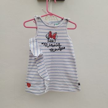 Robe à rayures bleues et volant Minnie Disney