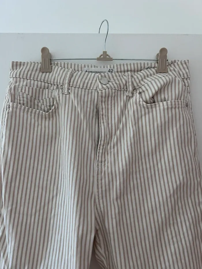 Pantalon rayé beige et blanc taille 42 - photo numéro 2