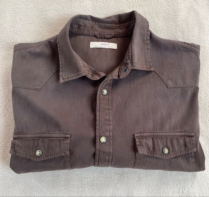 Chemise pour homme marron | Celio | Taille L - photo numéro 1